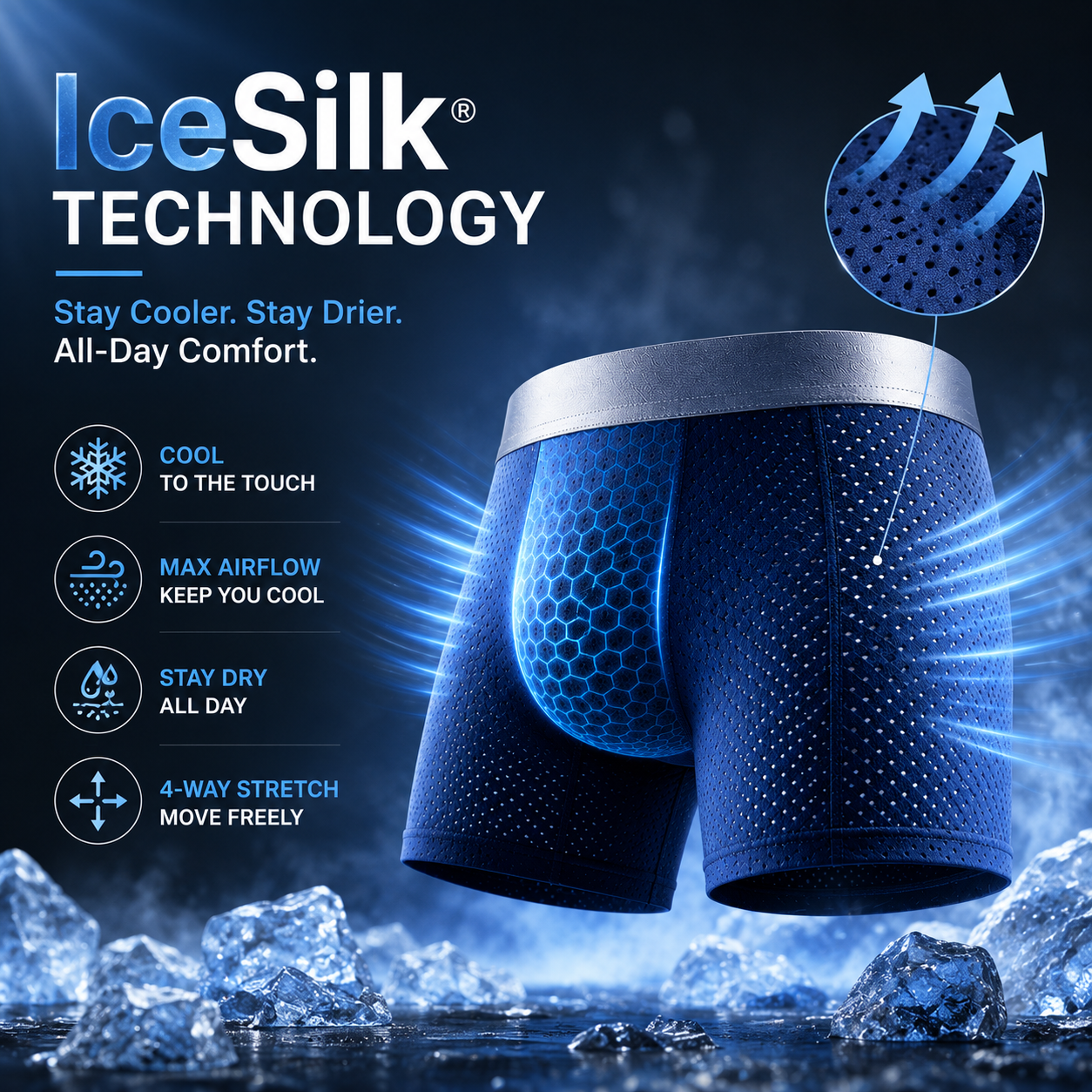 🏆45K+ SOLD 🔥2026 HOT SALE   AirFlexTM Premium Leakproof IceSilk Mesh Men's Boxer